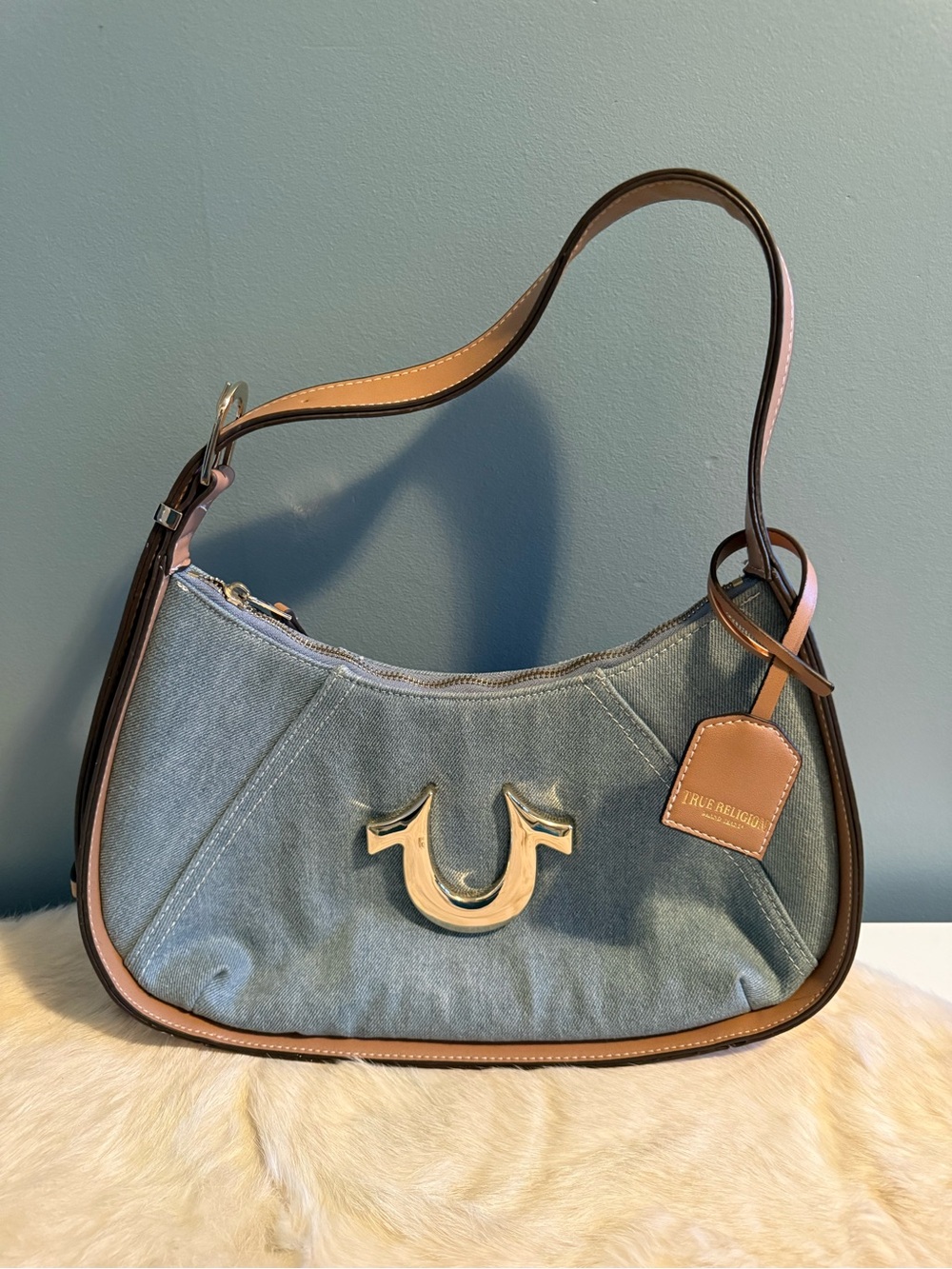 True Religion Metal Horseshoe Denim Hobo